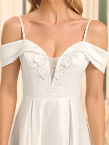 Color=White | Gorgeous Off Shoulders V Neck A Line Wholesale Wedding Dresses-White 5