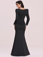Load image into Gallery viewer, Color=Black | Elegant Queen-Style Fishtail Wholesale Evening Dress With Long Sleeve Em00130-Black 2