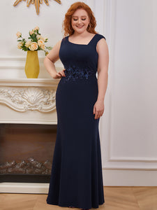Color=Navy Blue | Adorable Wholesale Oblique Neck Sleeveless Bridesmaid Dress-Navy Blue 3