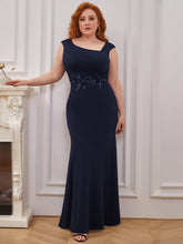 Load image into Gallery viewer, Color=Navy Blue | Adorable Wholesale Oblique Neck Sleeveless Bridesmaid Dress-Navy Blue 4