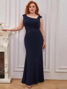 Color=Navy Blue | Fashion Wholesale Mermaid Simple Mother Dresses With Appliques-Navy Blue 4
