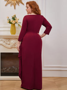 Color=Burgundy | Women'S Wholesale Simple Floor-Length Bridesmaid Dress With Cut-Out Design -Burgundy 6