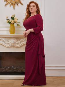 Color=Burgundy | Women'S Wholesale Simple Floor-Length Bridesmaid Dress With Cut-Out Design -Burgundy 7