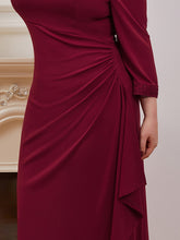 Load image into Gallery viewer, Color=Burgundy | Women&#39;S Wholesale Simple Floor-Length Bridesmaid Dress With Cut-Out Design -Burgundy 9