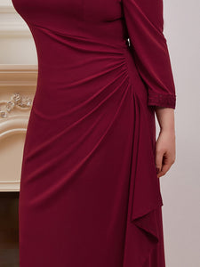 Color=Burgundy | Women'S Wholesale Simple Floor-Length Bridesmaid Dress With Cut-Out Design -Burgundy 9
