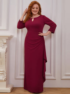 Color=Burgundy | Women'S Wholesale Simple Floor-Length Bridesmaid Dress With Cut-Out Design -Burgundy 5