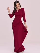Load image into Gallery viewer, Color=Burgundy | Women&#39;S Wholesale Simple Floor-Length Bridesmaid Dress With Cut-Out Design -Burgundy 3