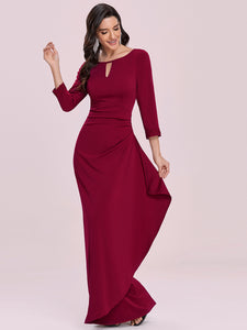 Color=Burgundy | Women'S Wholesale Simple Floor-Length Bridesmaid Dress With Cut-Out Design -Burgundy 3