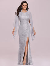 Load image into Gallery viewer, Color=Grey | Split Sheath Round Neckline  Evening Dresses for Women-Grey