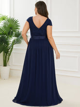 Load image into Gallery viewer, Color=Navy Blue | Deep V Neck A Line Cover Sleeves Wholesale Bridesmaid Dresses-Navy Blue 2