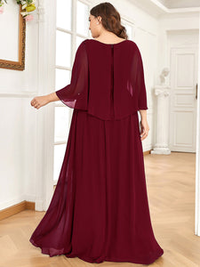 Color=Burgundy | Wholesale Mother of the Bride Dresses With Round Neck A Line-Burgundy 2