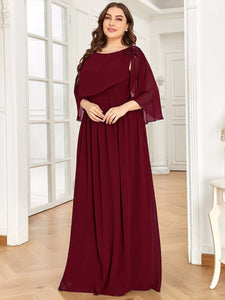 Color=Burgundy | Wholesale Mother of the Bride Dresses With Round Neck A Line-Burgundy 3
