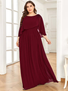 Color=Burgundy | Wholesale Mother of the Bride Dresses With Round Neck A Line-Burgundy 4