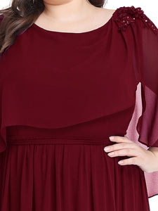 Color=Burgundy | Wholesale Mother of the Bride Dresses With Round Neck A Line-Burgundy 5