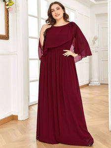 Color=Burgundy | Wholesale Mother of the Bride Dresses With Round Neck A Line-Burgundy 1