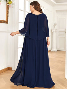 Color=Navy Blue | Wholesale Mother of the Bride Dresses With Round Neck A Line-Navy Blue 2