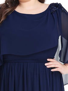 Color=Navy Blue | Wholesale Mother of the Bride Dresses With Round Neck A Line-Navy Blue 5