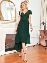 Load image into Gallery viewer, Color=Dark Green | Wholesale Mother of Bridesmaid Dresses with Deep V Neck Short Sleeves-Dark Green 2