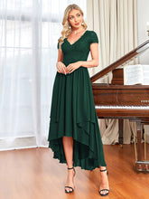 Load image into Gallery viewer, Color=Dark Green | Wholesale Mother of Bridesmaid Dresses with Deep V Neck Short Sleeves-Dark Green 3
