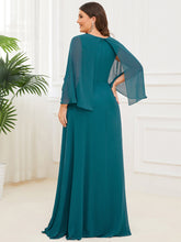 Load image into Gallery viewer, Color=Teal | Deep V Neck A Line Long Sleeves Wholesale Mother of the Bride Dresses-Teal 2