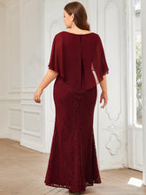 Load image into Gallery viewer, Color=Burgundy | Plus Size Fishtail Ruffles Sleeves Wholesale Mother of Bridesmaid Dresses-Burgundy 2