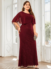 Load image into Gallery viewer, Color=Burgundy | Plus Size Fishtail Ruffles Sleeves Wholesale Mother of Bridesmaid Dresses-Burgundy 4
