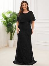 Load image into Gallery viewer, Color=Black | Plus Size Fishtail Ruffles Sleeves Wholesale Mother of Bridesmaid Dresses-Black 3