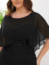Load image into Gallery viewer, Color=Black | Plus Size Fishtail Ruffles Sleeves Wholesale Mother of Bridesmaid Dresses-Black 5