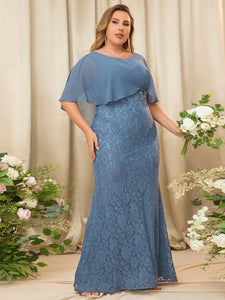 Color=Dusty Navy | Plus Size Fishtail Ruffles Sleeves Wholesale Mother of Bridesmaid Dresses-Dusty Navy 3