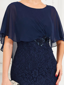 Color=Navy Blue | Fishtail Ruffles Sleeves Wholesale Mother of Bridesmaid Dresses-Navy Blue 5