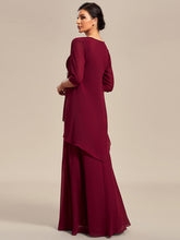 Load image into Gallery viewer, Color=Burgundy | Elegant Two-piece Double Lotus Wholesale Chiffon Mother of the Bride Dresses-Burgundy 2