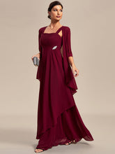 Load image into Gallery viewer, Color=Burgundy | Elegant Two-piece Double Lotus Wholesale Chiffon Mother of the Bride Dresses-Burgundy 3