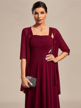 Load image into Gallery viewer, Color=Burgundy | Elegant Two-piece Double Lotus Wholesale Chiffon Mother of the Bride Dresses-Burgundy 7