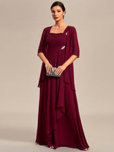 Load image into Gallery viewer, Color=Burgundy | Elegant Two-piece Double Lotus Wholesale Chiffon Mother of the Bride Dresses-Burgundy 1