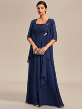 Load image into Gallery viewer, Color=Navy Blue | Elegant Two-piece Double Lotus Wholesale Chiffon Mother of the Bride Dresses-Navy Blue 8
