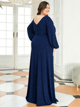 Load image into Gallery viewer, Color=Navy Blue | Plus Size Lantern Sleeves Wholesale Mother of the Bride Dresses-Navy Blue 2