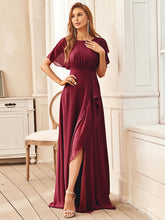 Load image into Gallery viewer, Color=Burgundy | Boat Neck Straight Wholesale Mother of Bridesmaid Dresses-Burgundy 1
