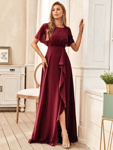 Color=Burgundy | Boat Neck Straight Wholesale Mother of Bridesmaid Dresses-Burgundy 4