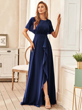 Load image into Gallery viewer, Color=Navy Blue | Boat Neck Straight Wholesale Mother of Bridesmaid Dresses-Navy Blue 4