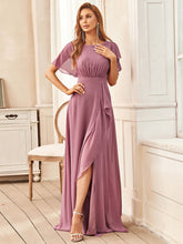Load image into Gallery viewer, Color=Orchid | Boat Neck Straight Wholesale Mother of Bridesmaid Dresses-Orchid 1