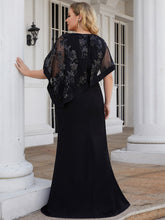 Load image into Gallery viewer, Color=Black | Round Neck Floor Length Wholesale Mother of Bridesmaids Dresses-Black 4