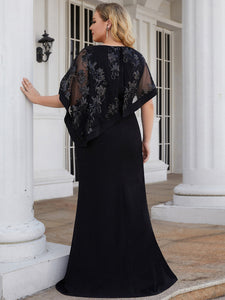 Color=Black | Round Neck Floor Length Wholesale Mother of Bridesmaids Dresses-Black 4