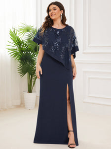 Color=Navy Blue | Round Neck Floor Length Wholesale Mother of Bridesmaids Dresses-Navy Blue 3