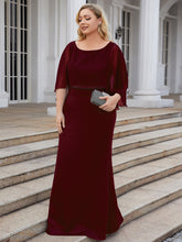 Load image into Gallery viewer, Color=Burgundy | Ruffles Sleeves Pencil Wholesale Mother of Bridesmaids Dresses-Burgundy 4