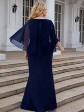 Load image into Gallery viewer, Color=Navy Blue | Ruffles Sleeves Pencil Wholesale Mother of Bridesmaids Dresses-Navy Blue 2