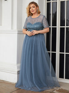 Color=Dusty Navy | Round Neck A Line Wholesale Mother of Bridesmaids Dresses-Dusty Navy 3