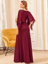 Load image into Gallery viewer, Color=Burgundy | Round Neck Straight Wholesale Mother of Bridesmaid Dresses-Burgundy 4