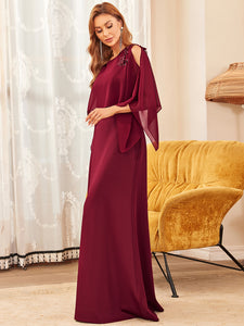 Color=Burgundy | Round Neck Straight Wholesale Mother of Bridesmaid Dresses-Burgundy 3