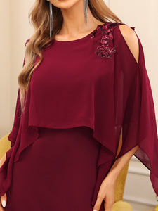 Color=Burgundy | Round Neck Straight Wholesale Mother of Bridesmaid Dresses-Burgundy 5