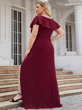 Load image into Gallery viewer, Color=Burgundy | U-Neck Pencil Wholesale Mother of bridesmaids Dresses-Burgundy 4